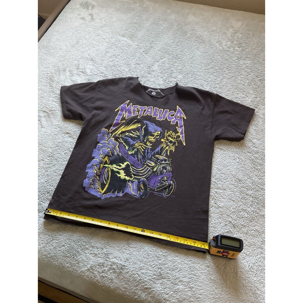 Metallica Shirt Mens Extra Large Gray Grim Reaper Graphic Print Crew Gym Gear